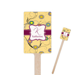 Ovals & Swirls 6.25" Rectangle Wooden Stir Sticks - Double Sided (Personalized)