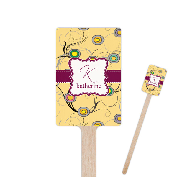 Custom Ovals & Swirls Rectangle Wooden Stir Sticks (Personalized)
