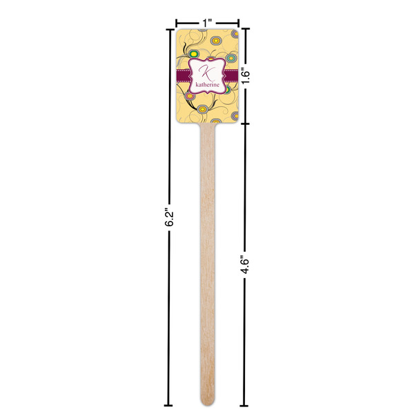 Ovals & Swirls Wooden 6.25" Stir Stick - Rectangular - Dimensions