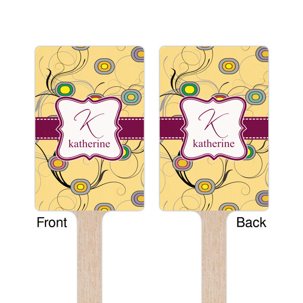 Ovals & Swirls Wooden 6.25" Stir Stick - Rectangular - Double Sided - Front & Back