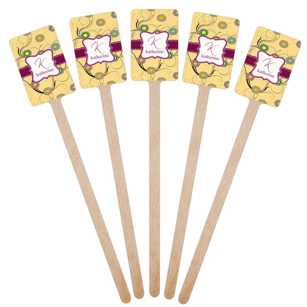 Ovals & Swirls Wooden 6.25" Stir Stick - Rectangular - Fan View