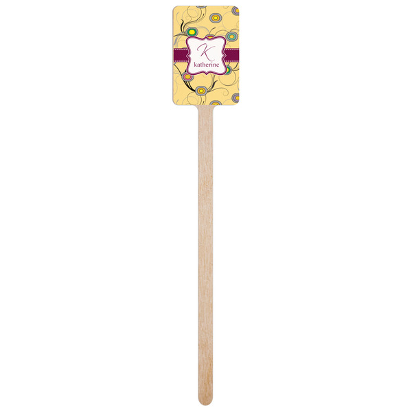 Ovals & Swirls Wooden 6.25" Stir Stick - Rectangular - Single Stick
