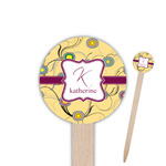 Ovals & Swirls 6" Round Wooden Food Picks - Single Sided (Personalized)