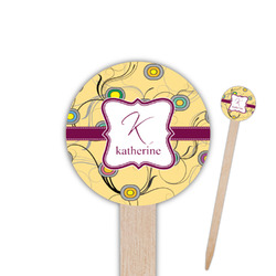 Ovals & Swirls 6" Round Wooden Food Picks - Double Sided (Personalized)