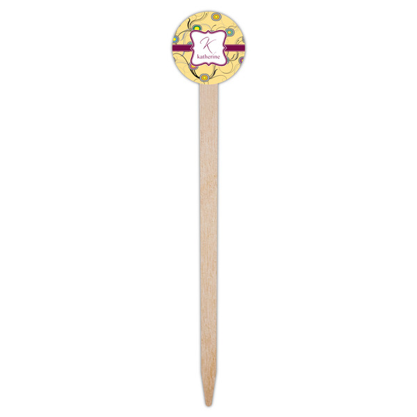 Ovals & Swirls Wooden 6" Food Pick - Round - Single Pick