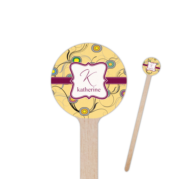 Custom Ovals & Swirls 7.5" Round Wooden Stir Sticks - Single Sided (Personalized)