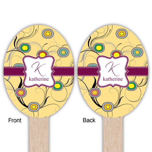 Ovals & Swirls Wooden Food Pick - Oval - Double Sided - Front & Back