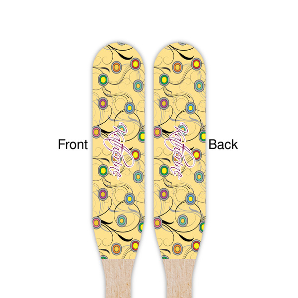 Ovals & Swirls Wooden Food Pick - Paddle - Double Sided - Front & Back