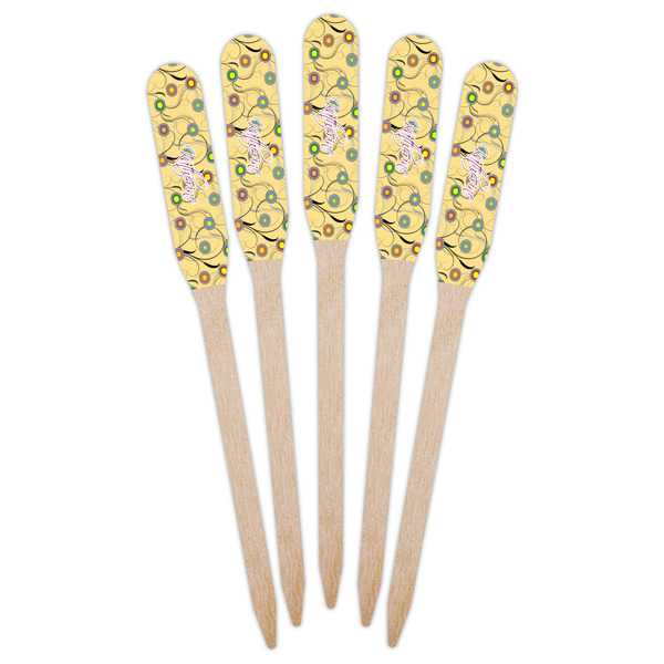 Ovals & Swirls Wooden Food Pick - Paddle - Fan View
