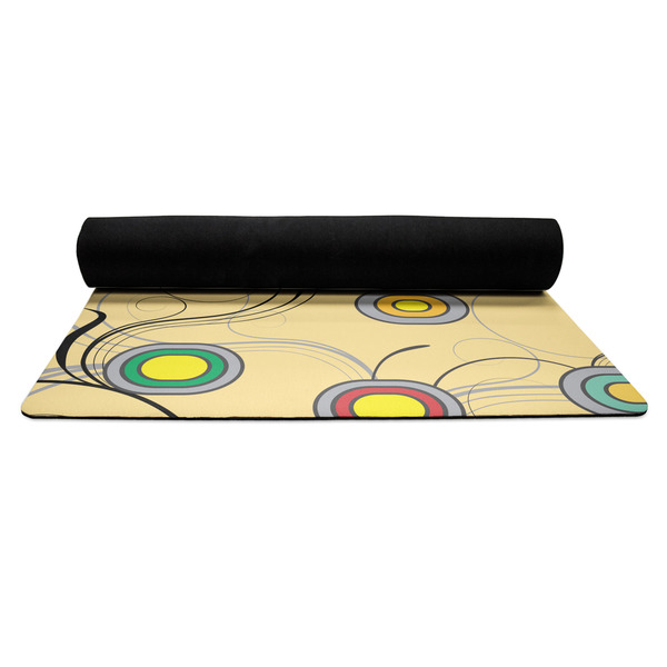 Ovals & Swirls Yoga Mat Rolled up Black Rubber Backing