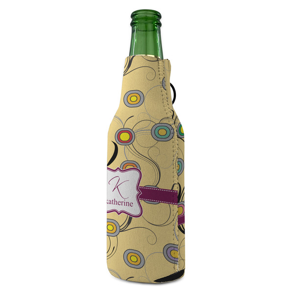 Ovals & Swirls Zipper Bottle Cooler - ANGLE (bottle)