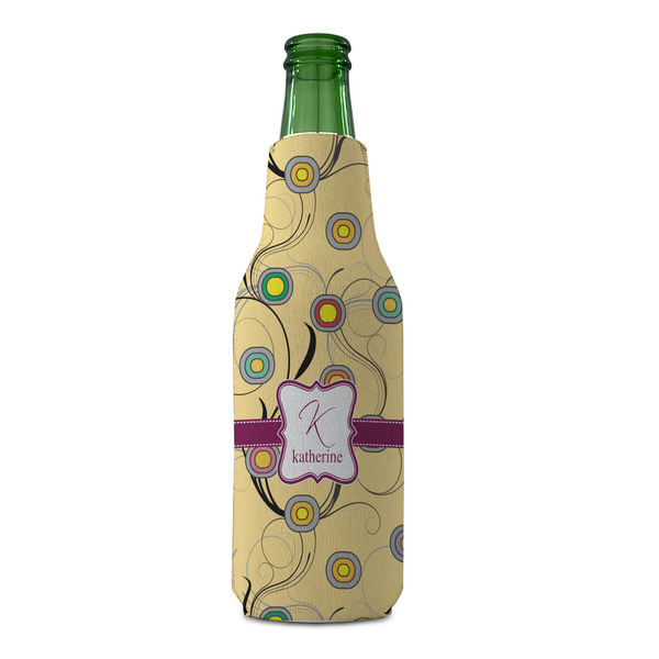 Ovals & Swirls Zipper Bottle Cooler - FRONT (bottle)