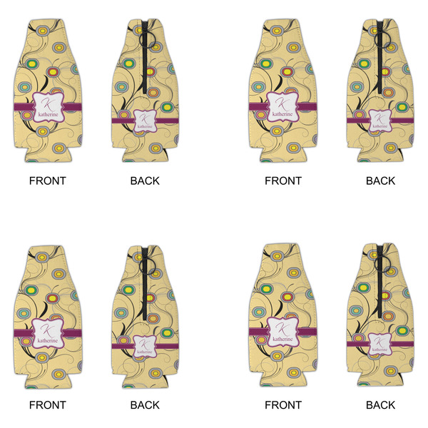 Ovals & Swirls Zipper Bottle Cooler - Set of 4 - APPROVAL