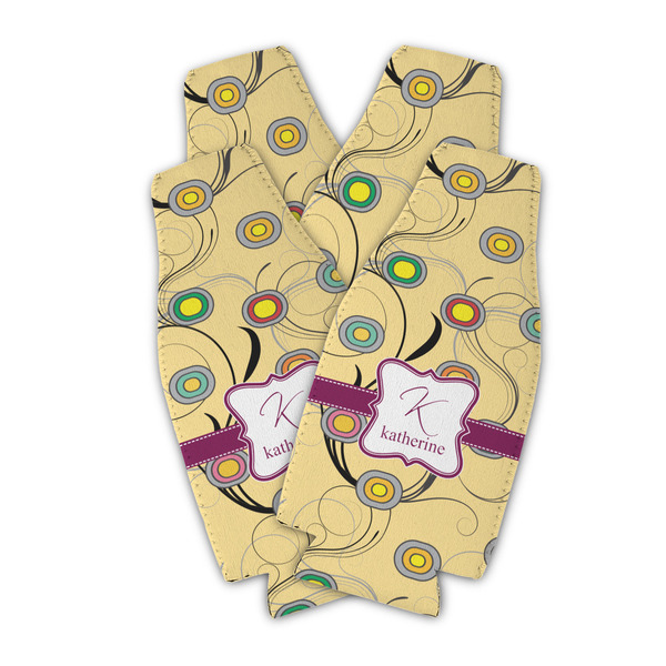 Custom Ovals & Swirls Zipper Bottle Cooler - Set of 4 (Personalized)