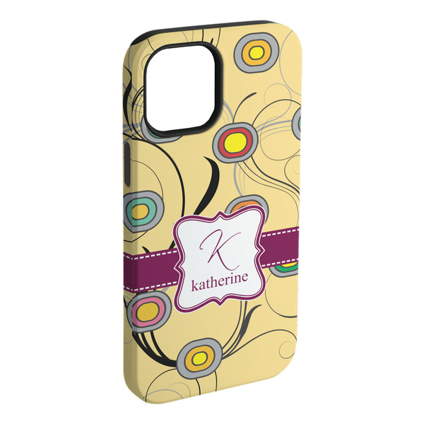 Custom Ovals & Swirls iPhone Case - Rubber Lined (Personalized)