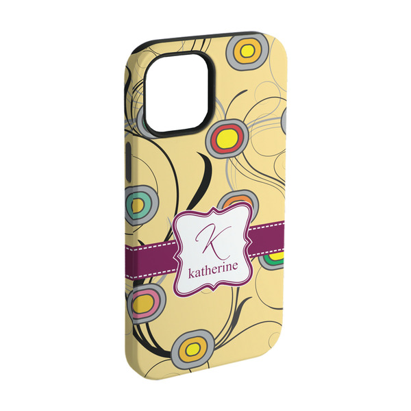 Custom Ovals & Swirls iPhone Case - Rubber Lined - iPhone 15 Pro (Personalized)