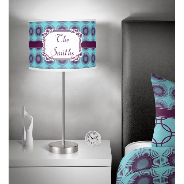 Concentric Circles 13 inch drum lamp shade - in room