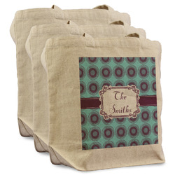 Concentric Circles Reusable Cotton Grocery Bags - Set of 3 (Personalized)