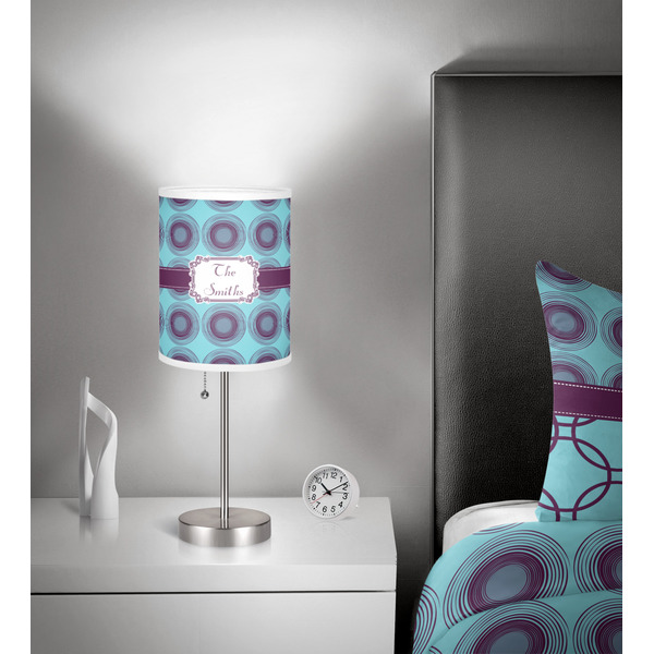 Concentric Circles 7 inch drum lamp shade - in room
