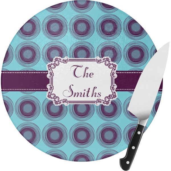 Custom Concentric Circles Round Glass Cutting Board - Small (Personalized)