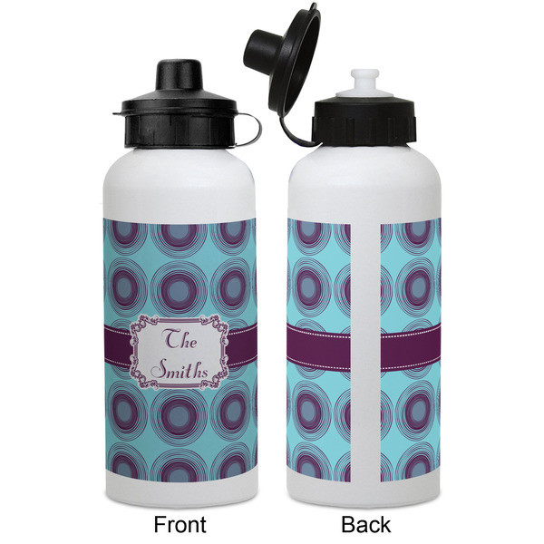 Concentric Circles Aluminum Water Bottle - White APPROVAL