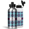 Concentric Circles Aluminum Water Bottles - MAIN (white &silver)