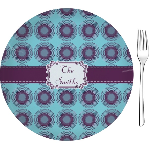 Custom Concentric Circles Glass Appetizer / Dessert Plate 8" (Personalized)