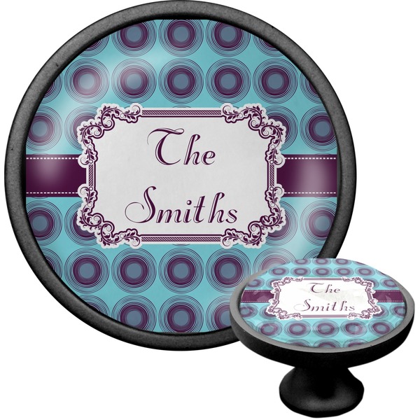 Custom Concentric Circles Cabinet Knob (Black) (Personalized)
