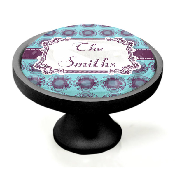Concentric Circles Black Custom Cabinet Knob (Side)