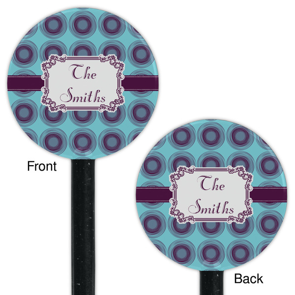 Concentric Circles Black Plastic 5.5" Stir Stick - Double Sided - Round - Front & Back