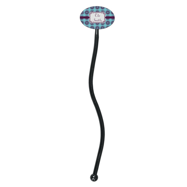 Concentric Circles Black Plastic 7" Stir Stick - Oval - Single Stick