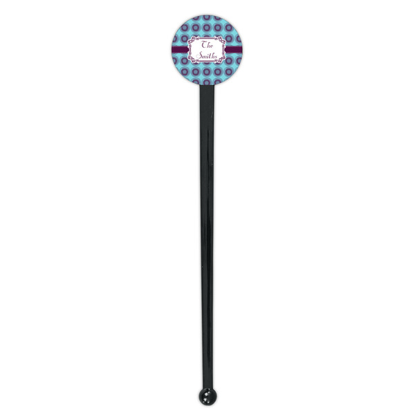 Concentric Circles Black Plastic 7" Stir Stick - Round - Single Stick