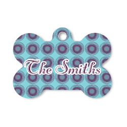 Concentric Circles Bone Shaped Dog ID Tag - Small (Personalized)