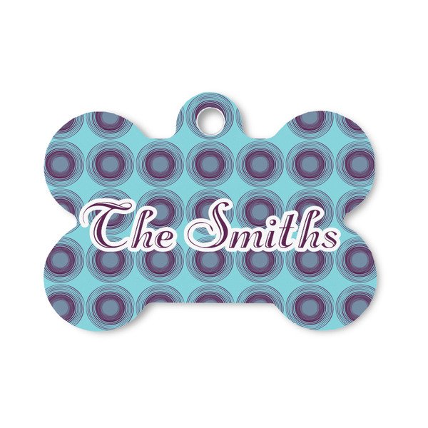 Custom Concentric Circles Bone Shaped Dog ID Tag - Small (Personalized)