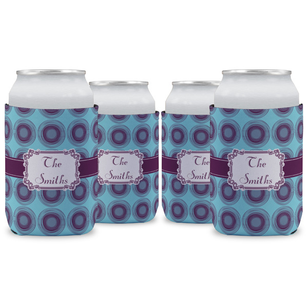 Custom Concentric Circles Can Cooler (12 oz) - Set of 4 w/ Name or Text