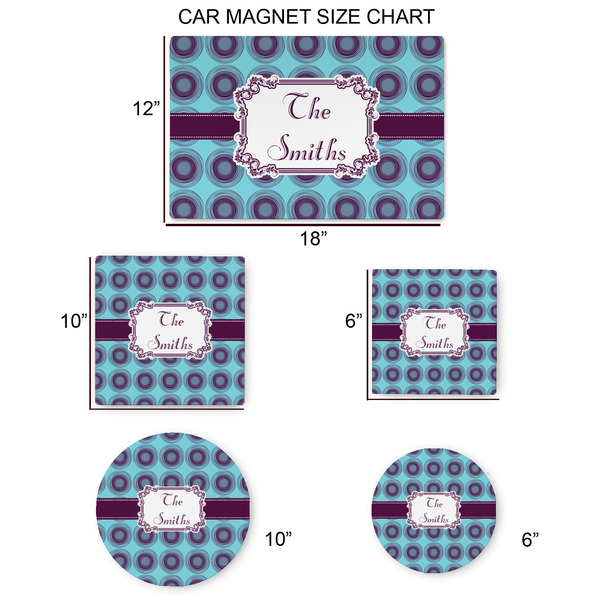 Concentric Circles Car Magnets - SIZE CHART