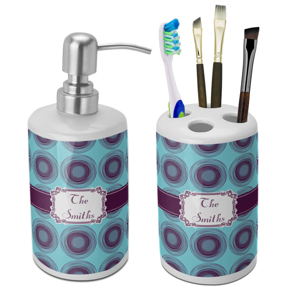 Custom Concentric Circles Ceramic Bathroom Accessories Set (Personalized)