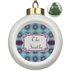 Concentric Circles Ceramic Ball Ornament - Christmas Tree (Personalized)