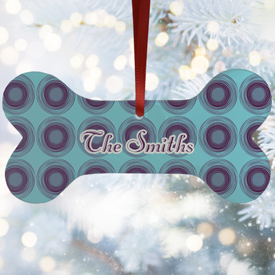 Concentric Circles Ceramic Dog Ornament w/ Name or Text