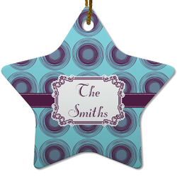 Concentric Circles Star Ceramic Ornament w/ Name or Text