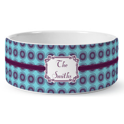 Concentric Circles Ceramic Dog Bowl (Personalized)