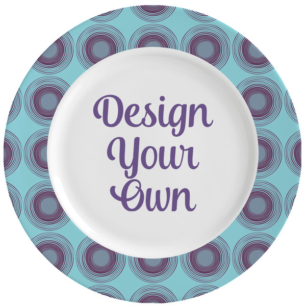 Custom Concentric Circles Ceramic Dinner Plates (Set of 4) (Personalized)