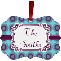 Concentric Circles Metal Frame Ornament - Double Sided w/ Name or Text