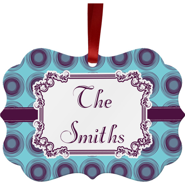 Custom Concentric Circles Metal Frame Ornament - Double Sided w/ Name or Text