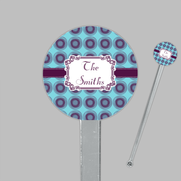 Concentric Circles Clear Plastic 7" Stir Stick - Round - Closeup