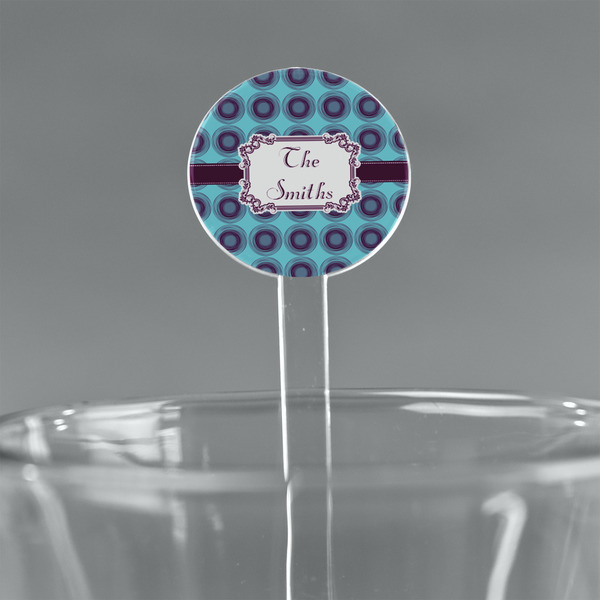 Custom Concentric Circles 7" Round Plastic Stir Sticks - Clear (Personalized)