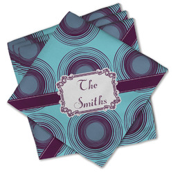 Concentric Circles Cloth Cocktail Napkins - Set of 4 w/ Name or Text