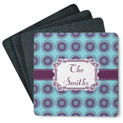 Concentric Circles Square Rubber Backed Coasters - Set of 4 (Personalized)
