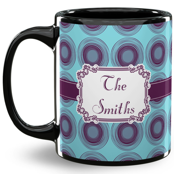 Custom Concentric Circles 11 Oz Coffee Mug - Black (Personalized)