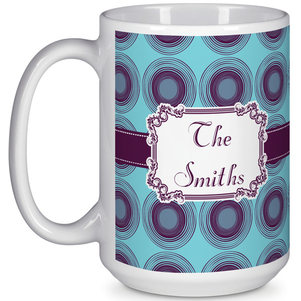 Custom Concentric Circles 15 Oz Coffee Mug - White (Personalized)